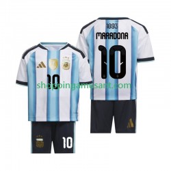 Maillot de Foot Argentine Maradona 10 Enfant Domicile Coupe du Monde 2026 Manche Courte