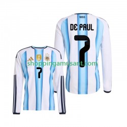 Maillot de Foot Argentine Rodrigo De Paul 7 Homme Domicile Coupe du Monde 2026 Manche Longue