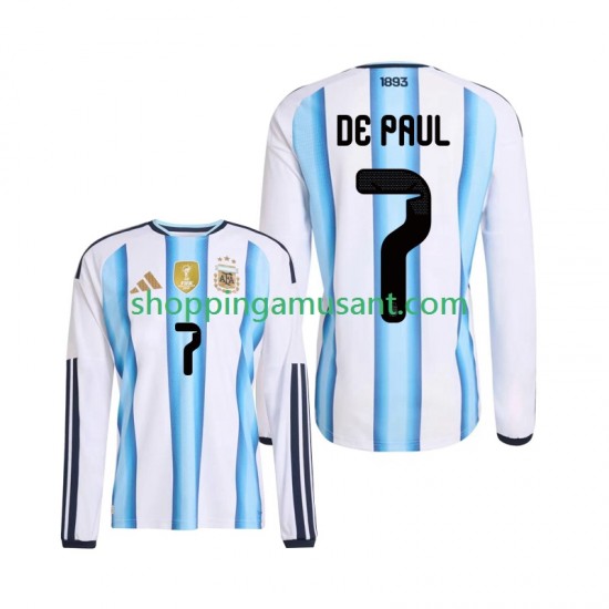 Maillot de Foot Argentine Rodrigo De Paul 7 Homme Domicile Coupe du Monde 2026 Manche Longue