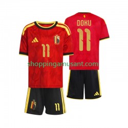 Maillot de Foot Belgique Jeremy Doku 11 Enfant Domicile Coupe du Monde 2026 Manche Courte