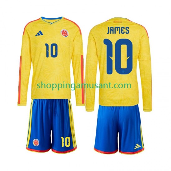 Maillot de Foot Colombie James Rodriguez 10 Enfant Domicile Coupe du Monde 2026 Manche Longue