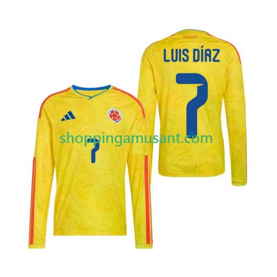Maillot de Foot Colombie Luis Diaz 7 Homme Domicile Coupe du Monde 2026 Manche Longue