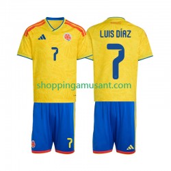 Maillot de Foot Colombie Luis Diaz 7 Enfant Domicile Coupe du Monde 2026 Manche Courte