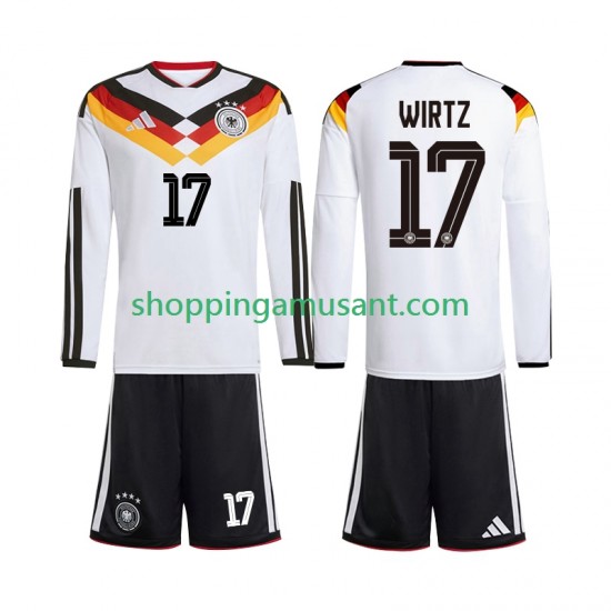 Maillot de Foot Allemagne Florian Wirtz 17 Enfant Domicile Coupe du Monde 2026 Manche Longue