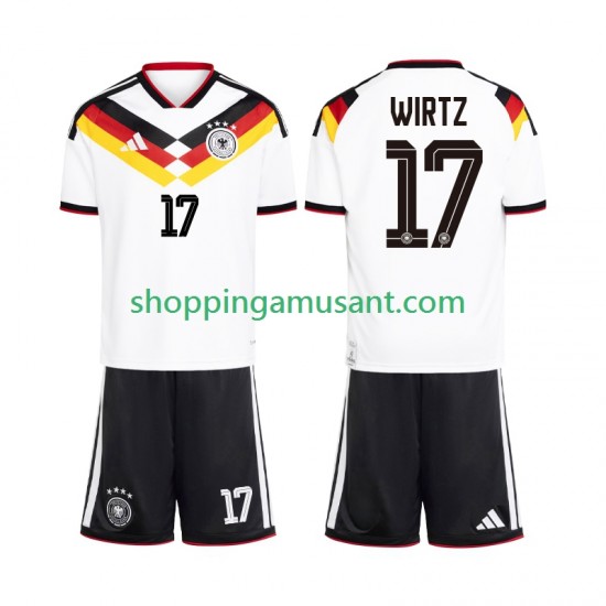 Maillot de Foot Allemagne Florian Wirtz 17 Enfant Domicile Coupe du Monde 2026 Manche Courte