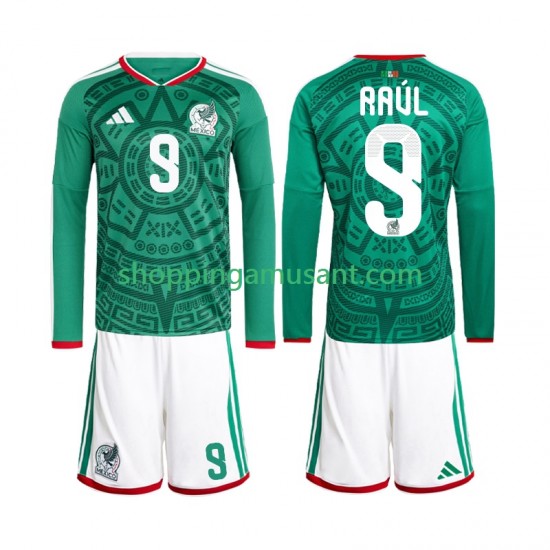 Maillot de Foot Mexique Raul Jimenez 9 Enfant Domicile Coupe du Monde 2026 Manche Longue