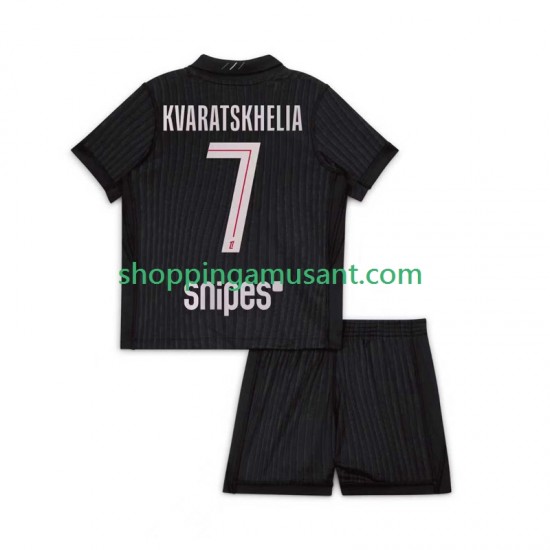 Maillot de Foot Paris Saint-Germain Khvicha Kvaratskhelia 7 Enfant 4ème 2025-2026 Manche Courte