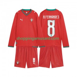Maillot de Foot Portugal Bruno Fernandes 8 Enfant Domicile Coupe du Monde 2026 Manche Longue