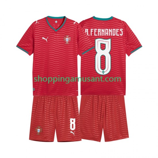 Maillot de Foot Portugal Bruno Fernandes 8 Enfant Domicile Coupe du Monde 2026 Manche Courte