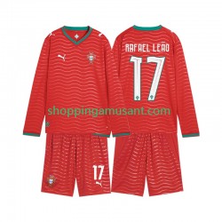 Maillot de Foot Portugal Rafael Leao 17 Enfant Domicile Coupe du Monde 2026 Manche Longue