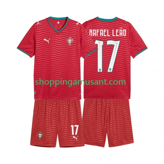 Maillot de Foot Portugal Rafael Leao 17 Enfant Domicile Coupe du Monde 2026 Manche Courte
