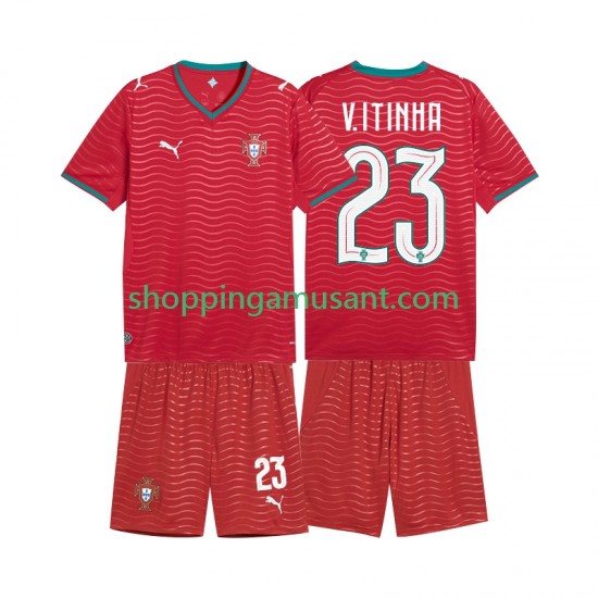 Maillot de Foot Portugal Vitinha 23 Enfant Domicile Coupe du Monde 2026 Manche Courte