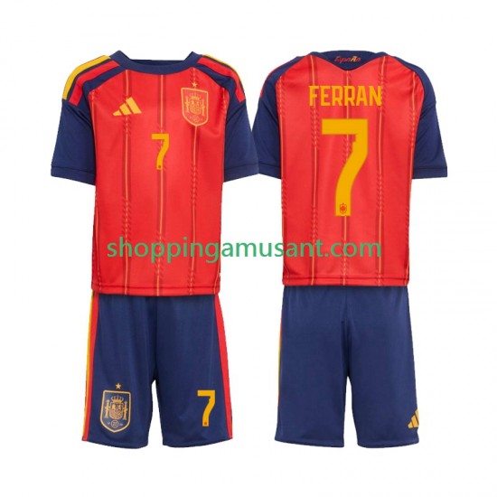 Maillot de Foot Espagne Ferran Torres 7 Enfant Domicile Coupe du Monde 2026 Manche Courte