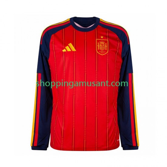 Maillot de Foot Espagne Homme Domicile Coupe du Monde 2026 Manche Longue