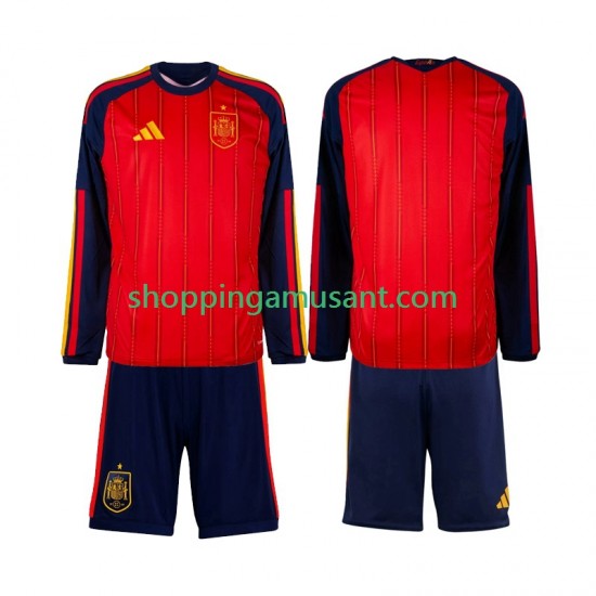 Maillot de Foot Espagne Enfant Domicile Coupe du Monde 2026 Manche Longue