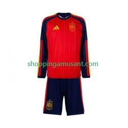 Maillot de Foot Espagne Enfant Domicile Coupe du Monde 2026 Manche Longue