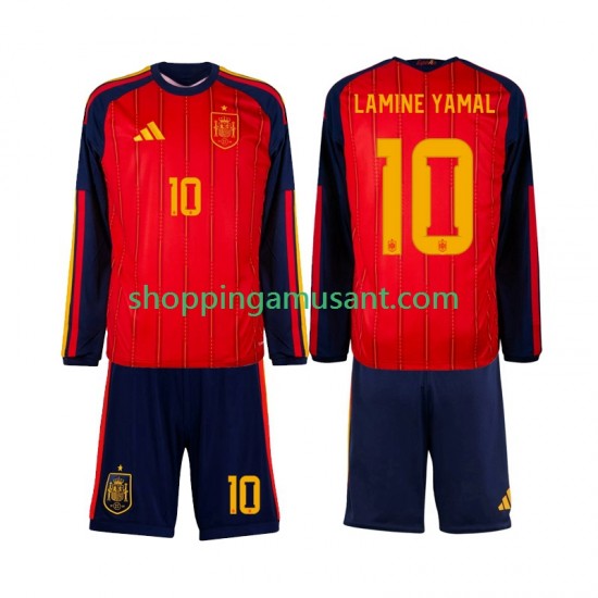Maillot de Foot Espagne Lamine Yamal 10 Enfant Domicile Coupe du Monde 2026 Manche Longue