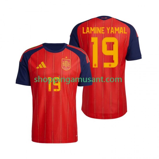 Maillot de Foot Espagne Lamine Yamal 19 Homme Domicile Coupe du Monde 2026 Manche Courte