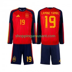 Maillot de Foot Espagne Lamine Yamal 19 Enfant Domicile Coupe du Monde 2026 Manche Longue