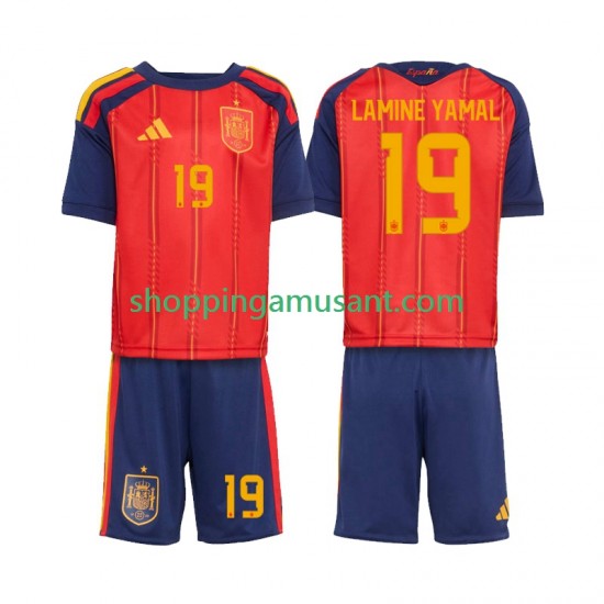 Maillot de Foot Espagne Lamine Yamal 19 Enfant Domicile Coupe du Monde 2026 Manche Courte