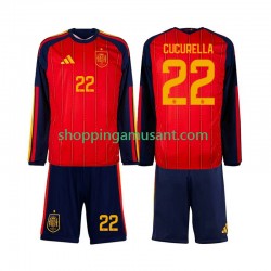 Maillot de Foot Espagne Marc Cucurella 22 Enfant Domicile Coupe du Monde 2026 Manche Longue