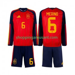 Maillot de Foot Espagne Mikel Merino 6 Enfant Domicile Coupe du Monde 2026 Manche Longue
