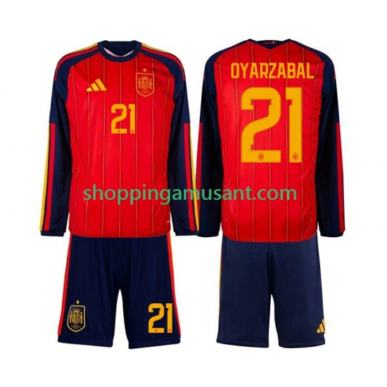 Maillot de Foot Espagne Mikel Oyarzabal 21 Enfant Domicile Coupe du Monde 2026 Manche Longue
