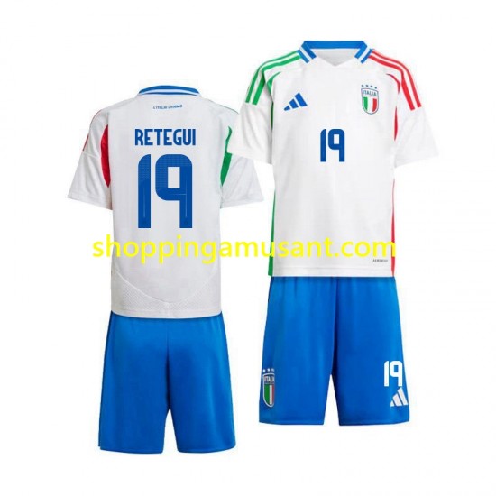 Maillot de Foot Italie Mateo Retegui 19 Enfant Extérieur 2024 Manche Courte
