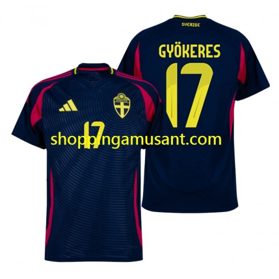 Maillot de Foot Suède Viktor Gyokeres 17 Homme Extérieur 2024 Manche Courte
