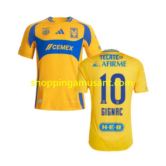Maillot de Foot Tigres UANL Gignac 10 Homme Domicile 2024-2025 Manche Courte