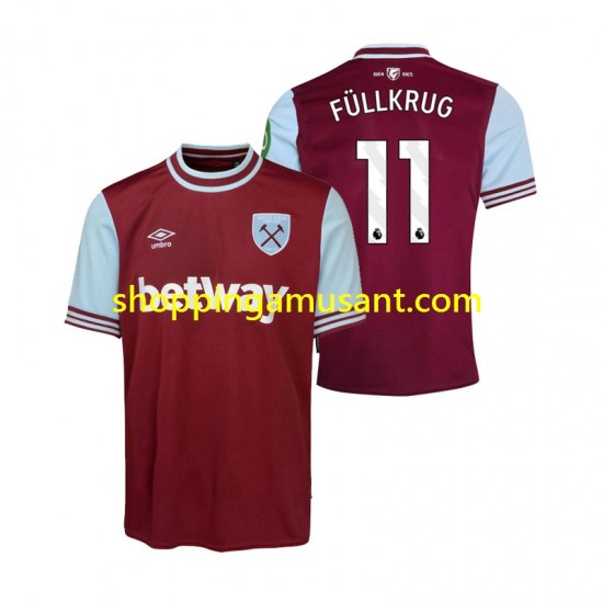 Maillot de Foot West Ham United FULLKRUG 11 Homme Domicile 2024-2025 Manche Courte