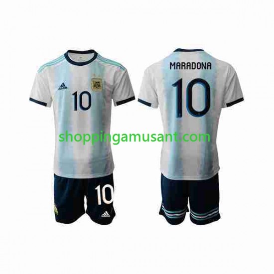 Maillot de Foot Argentine Maradona 10 2019-2020 Enfant Domicile Manche Courte