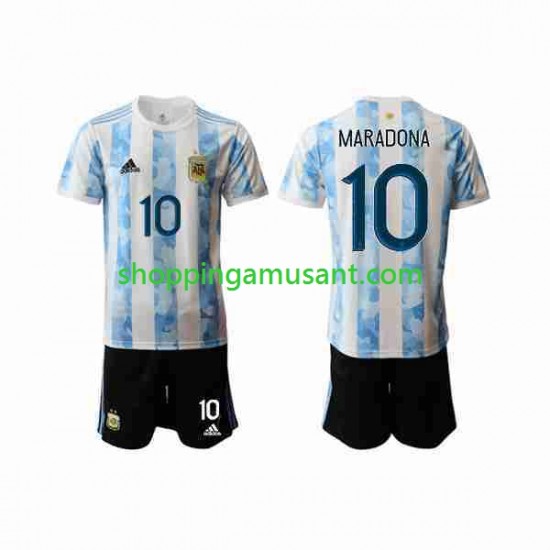 Maillot de Foot Argentine Maradona 10 2020-2021 Enfant Domicile Manche Courte