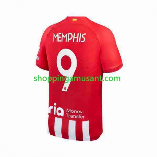 Maillot de Foot Atlético Madrid 2 Memphis Depay 9 Homme Domicile 2023-2024 Manche Courte