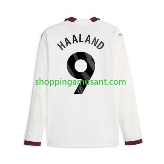 Maillot de Foot Manchester City Erling Haaland 9 Homme Extérieur 2023-2024 Manche Longue