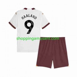 Maillot de Foot Manchester City Erling Haaland 9 Enfant Extérieur 2023-2024 Manche Courte