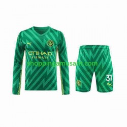 Maillot de Foot Manchester City Ederson Moraes 31 Gardien Enfant Domicile 2023-2024 Manche Longue