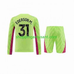 Maillot de Foot Manchester City Ederson Moraes 31 Gardien Enfant Neutre 2023-2024 Manche Longue
