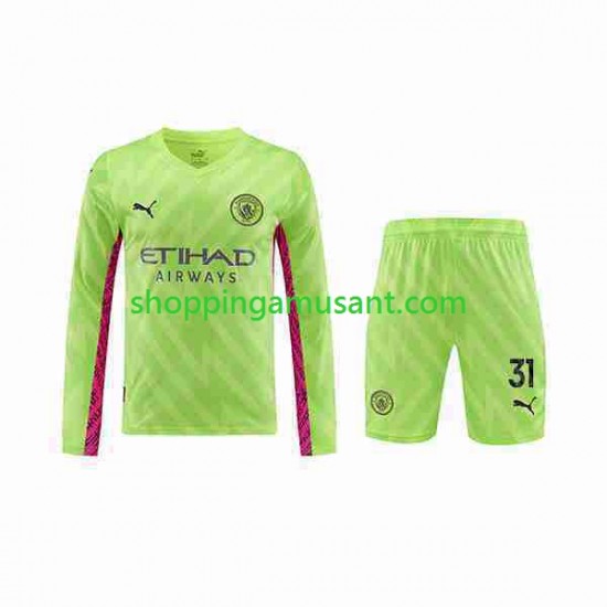 Maillot de Foot Manchester City Ederson Moraes 31 Gardien Enfant Neutre 2023-2024 Manche Longue