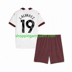 Maillot de Foot Manchester City Julian Alvarez 19 Enfant Extérieur 2023-2024 Manche Courte
