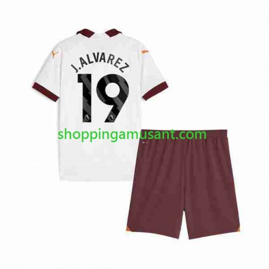 Maillot de Foot Manchester City Julian Alvarez 19 Enfant Extérieur 2023-2024 Manche Courte