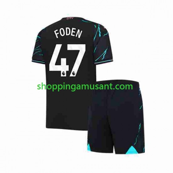 Maillot de Foot Manchester City Phil Foden 47 Enfant Neutre 2023-2024 Manche Courte