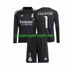 Maillot de Foot Real Madrid Thibaut Courtois 1 Gardien Enfant Extérieur 2023-2024 Manche Longue