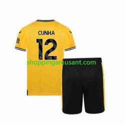 Maillot de Foot Wolverhampton Wanderers CUNHA 12 Enfant Domicile 2023-2024 Manche Courte