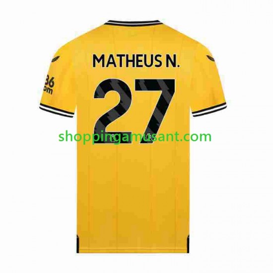 Maillot de Foot Wolverhampton Wanderers Matheus Nunes 27 Homme Domicile 2023-2024 Manche Courte
