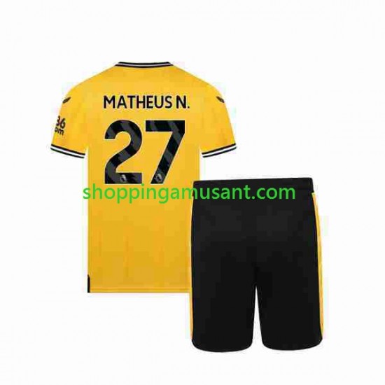Maillot de Foot Wolverhampton Wanderers Matheus Nunes 27 Enfant Domicile 2023-2024 Manche Courte