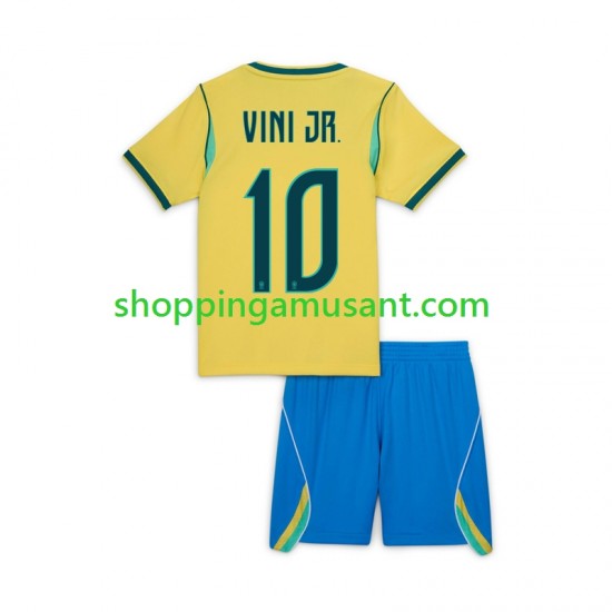 Maillot de Foot Brésil Vinicius Junior 10 Enfant Domicile Coupe du Monde 2026 Manche Courte
