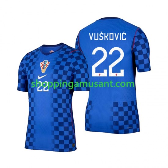 Maillot de Foot Croatie Luka Vuskovic 22 Homme Extérieur Coupe du Monde 2026 Manche Courte