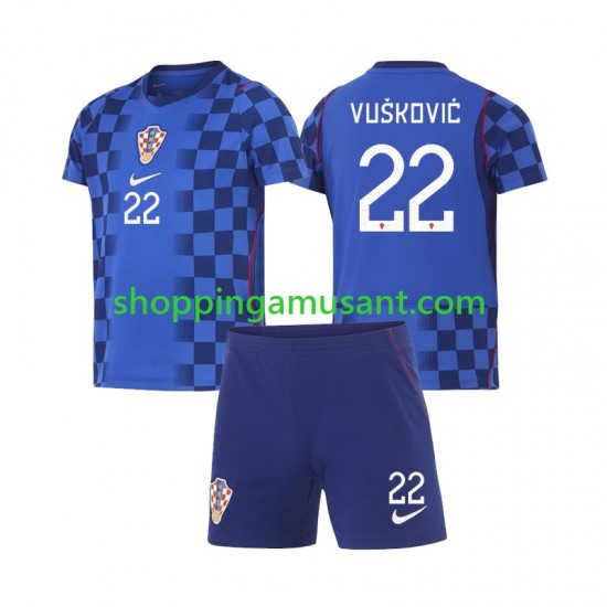 Maillot de Foot Croatie Luka Vuskovic 22 Enfant Extérieur Coupe du Monde 2026 Manche Courte