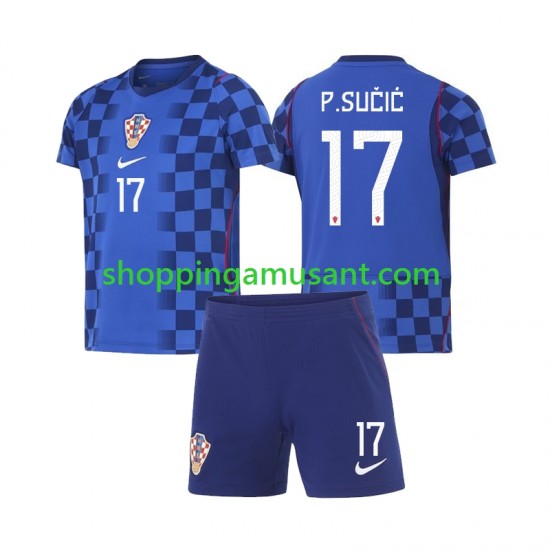 Maillot de Foot Croatie Petar Sucic 17 Enfant Extérieur Coupe du Monde 2026 Manche Courte